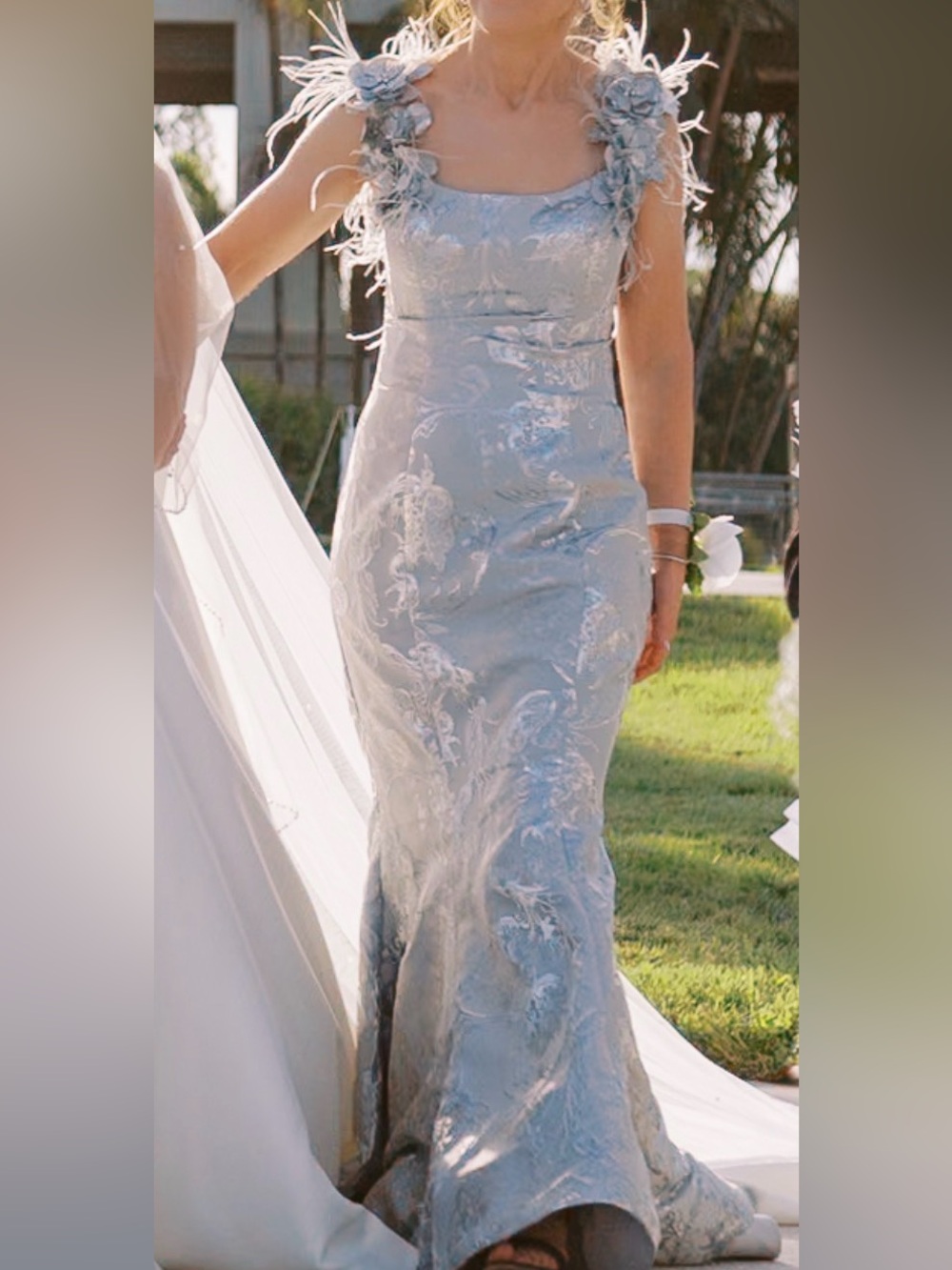 Terani Couture Metallic Silver Gown Mother of the Bride/Special Occasion